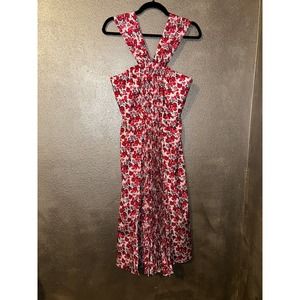 Cenia New York  Pink Floral  Sleeveless  Halter  Midi  Pleated  Dress  6